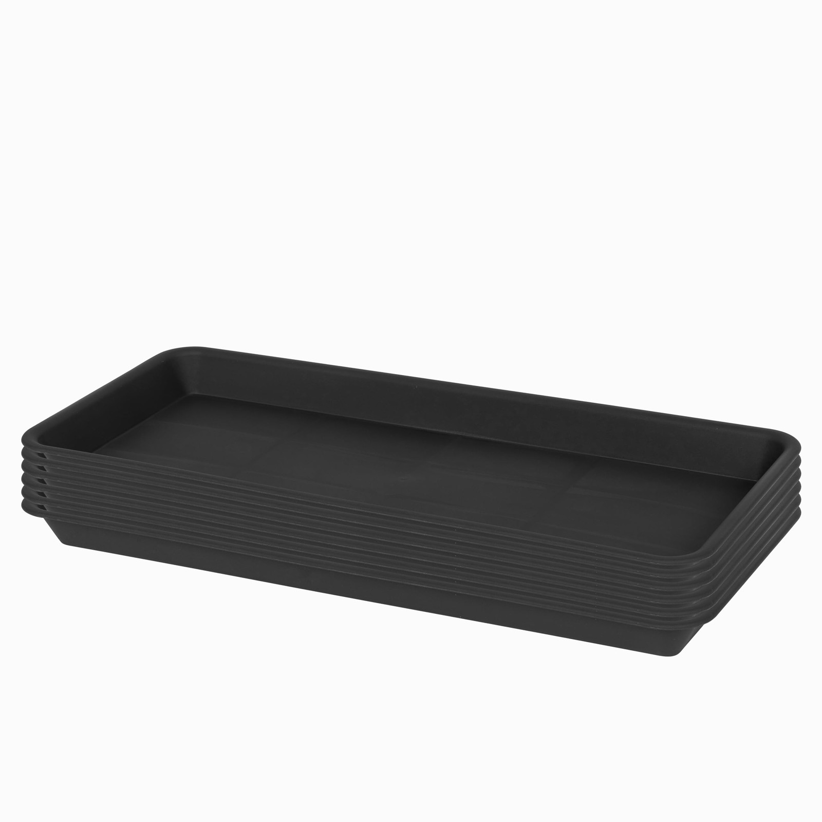 VUWEZ 6 Pack Plastic Plant Tray Saucer 11” x 6” x 1.0” (6 pack), Black