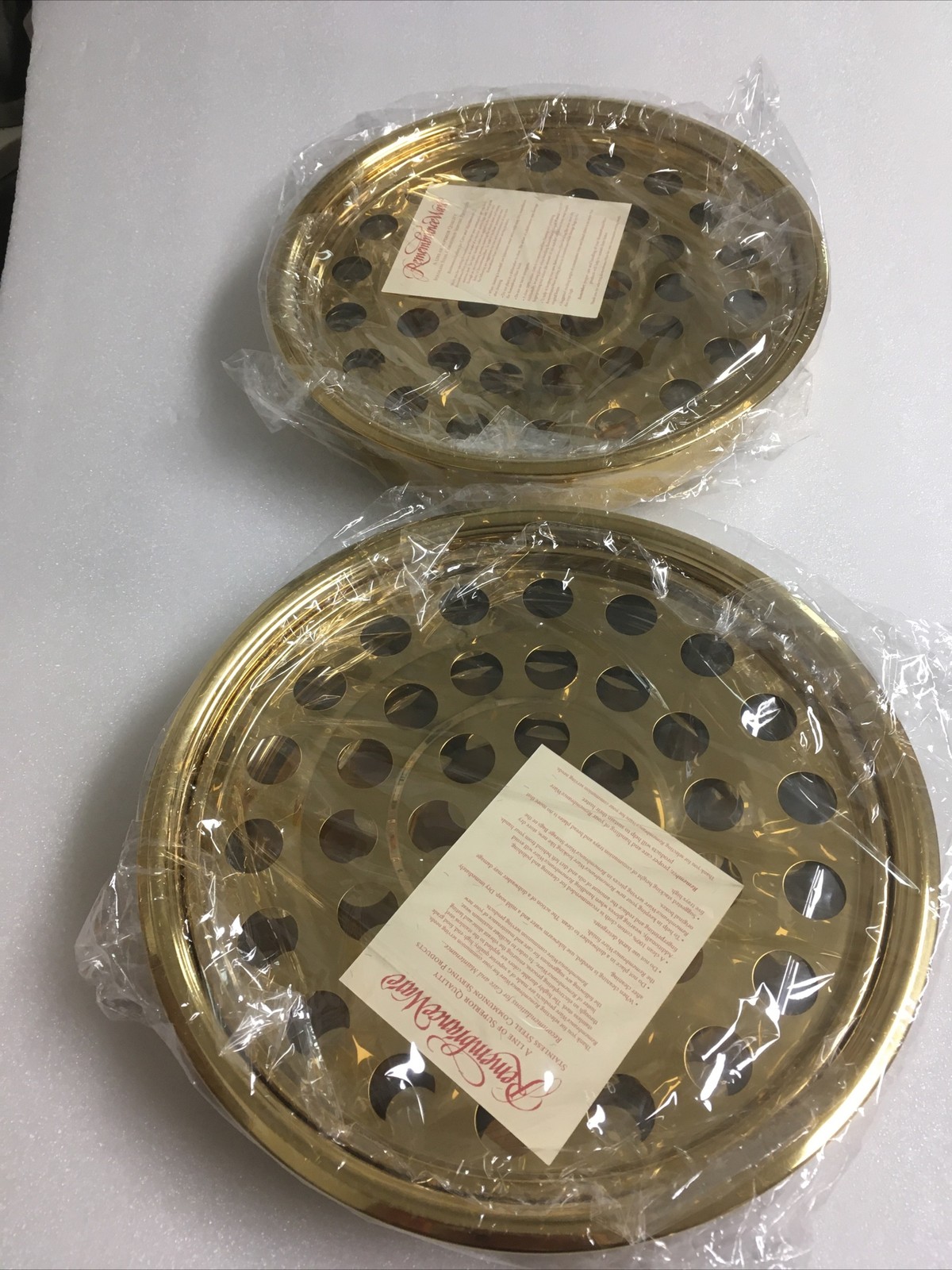 Lot Of 2 Remembrance Ware Communion Tray And Insert Brass Finish Stainless Steel