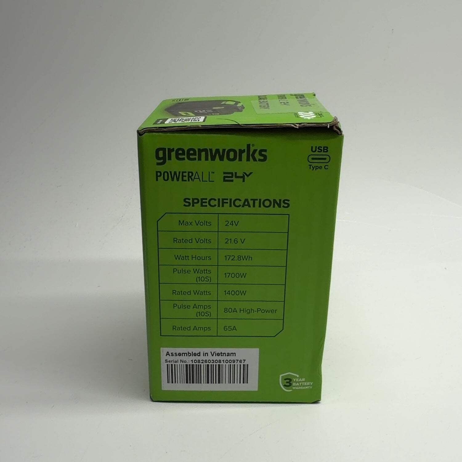 New Greenworks PowerAll 24V 8Ah Battery with USB-C Port LBHPTC800