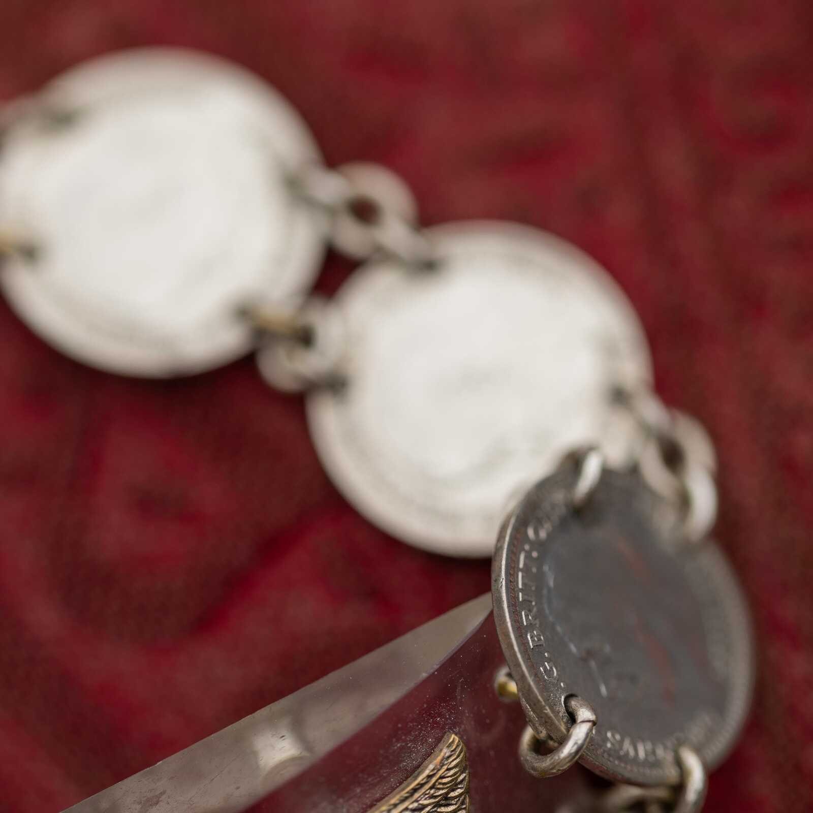 Vintage Military Sweetheart Coin Bracelet Estate Jewelry