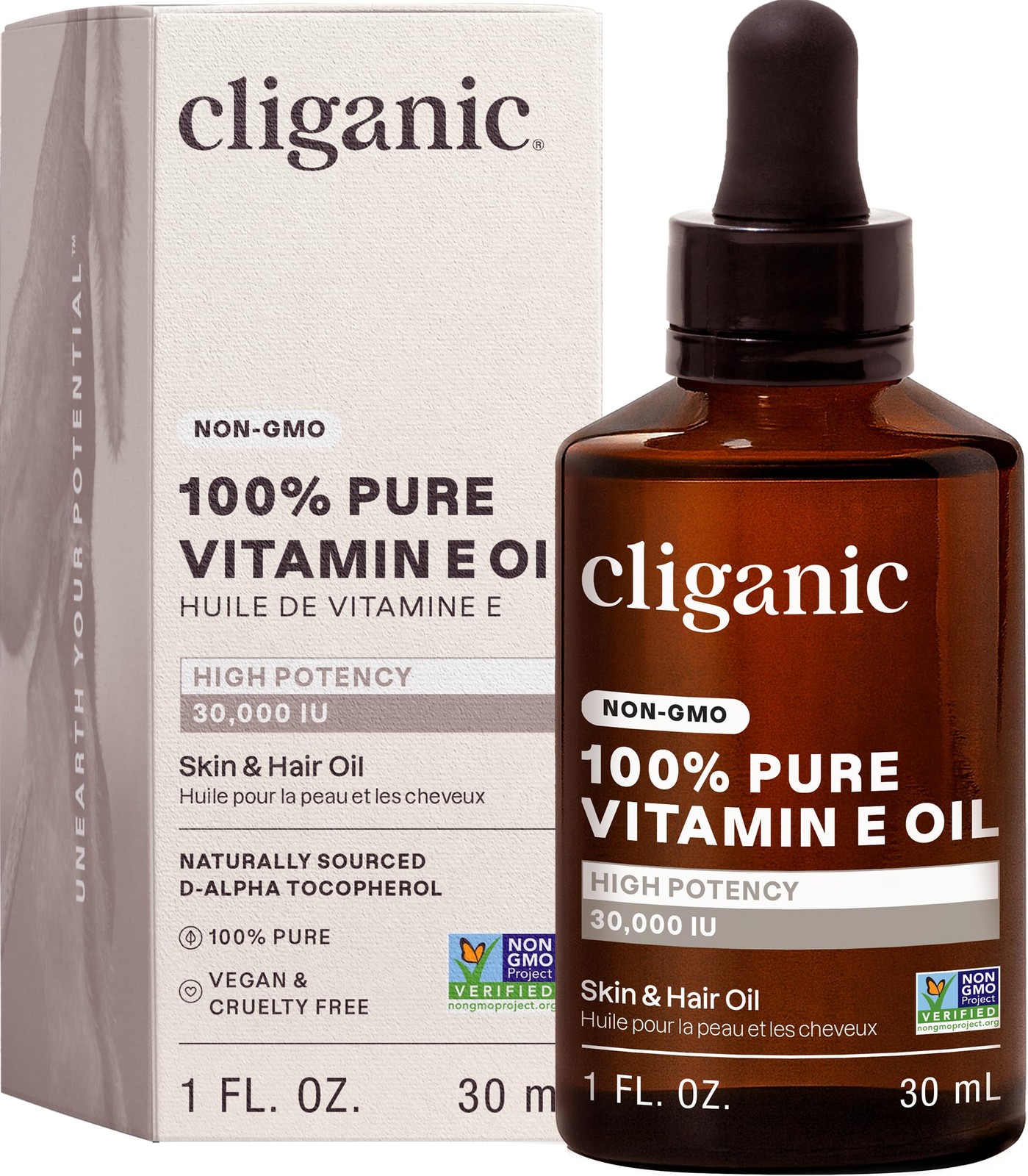 Cliganic Pure Vitamin E Oil for Skin, Scars, 1 Fl Oz (Pack of 1), Teal143