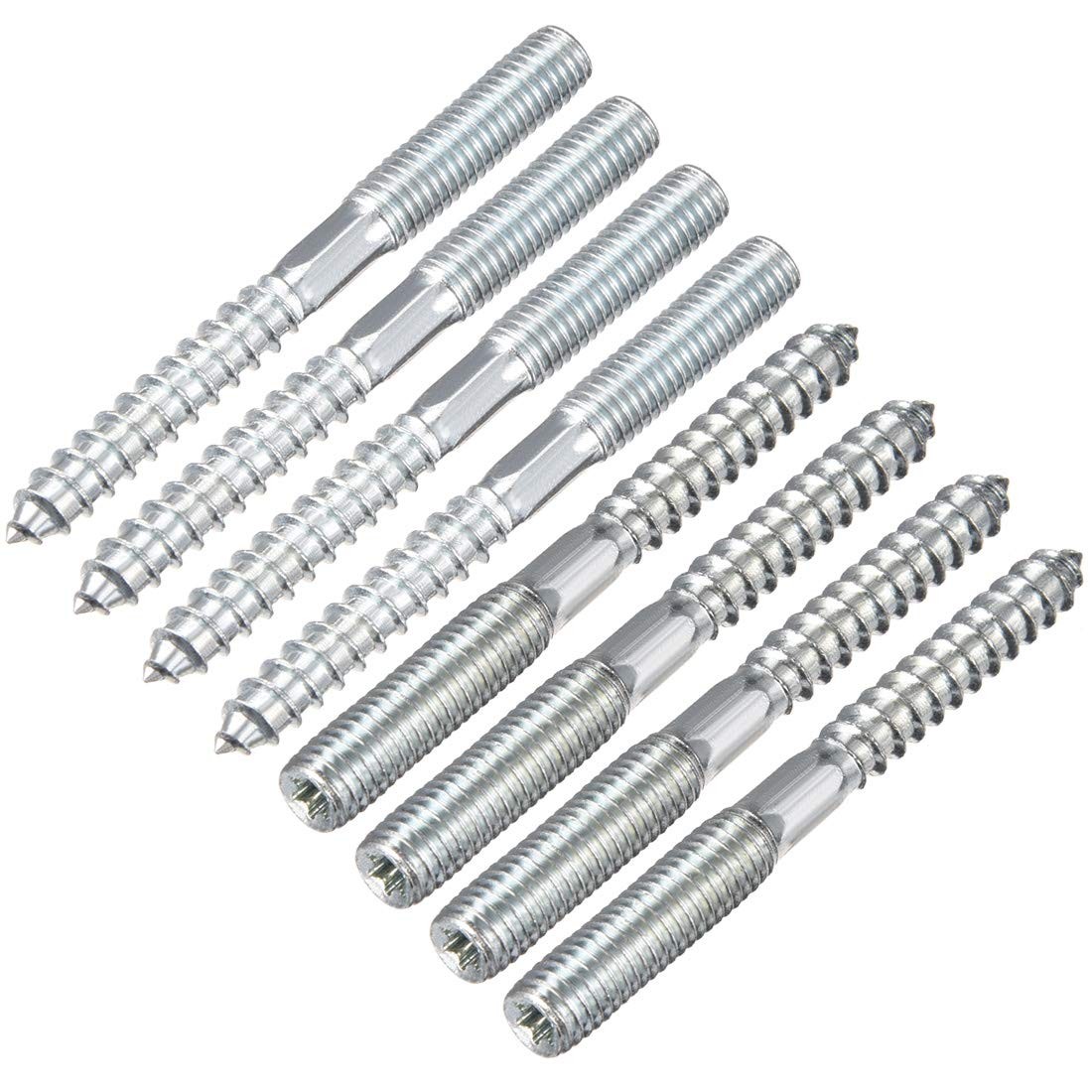 uxcell M8 Hanger Bolts Length 3-1/8″(79mm) Double Headed M8x79mm, Silver Blue