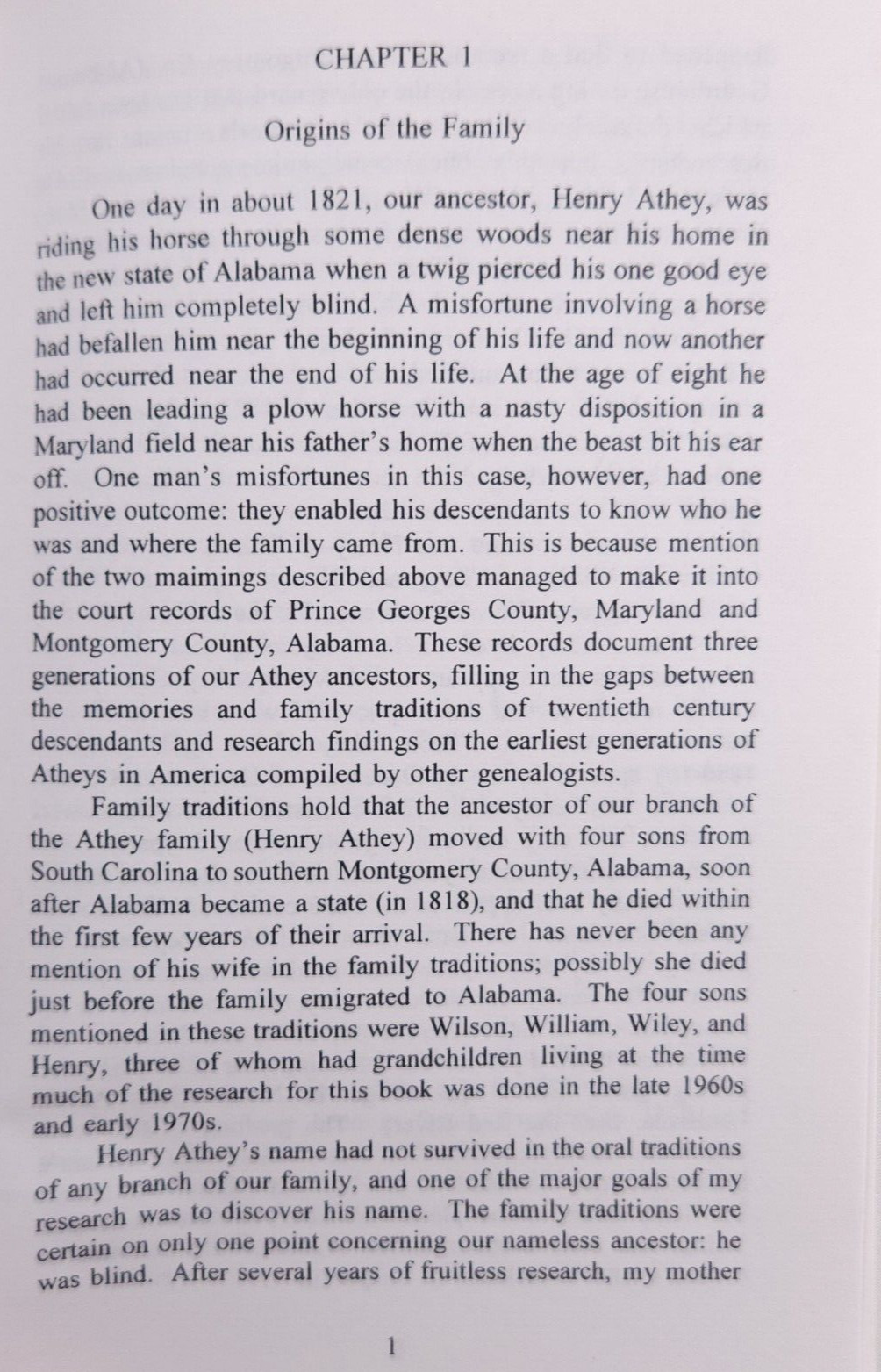1994 The Family Of Henry Athey Maryland South Carolina Alabama Family History