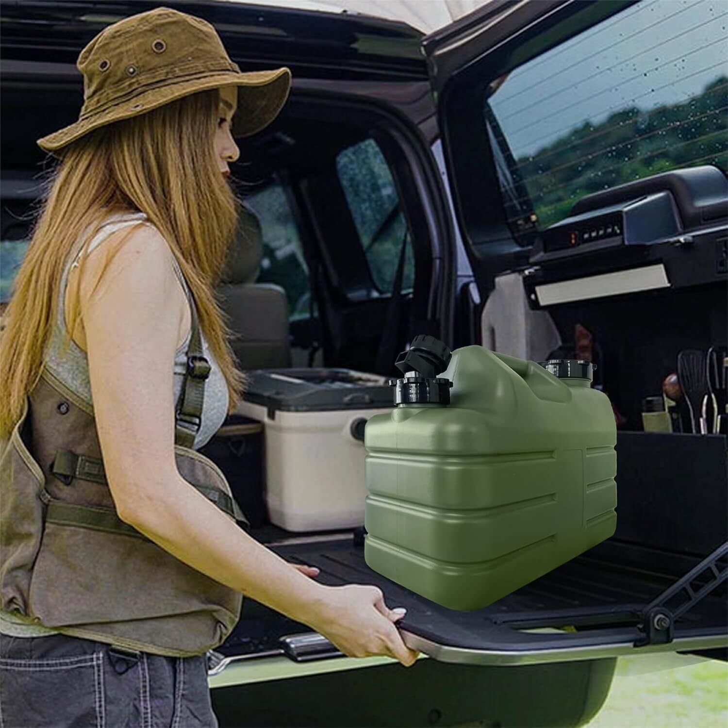3 Gallon Water Container with Spigot, Portable Camping Jug, BPA Green