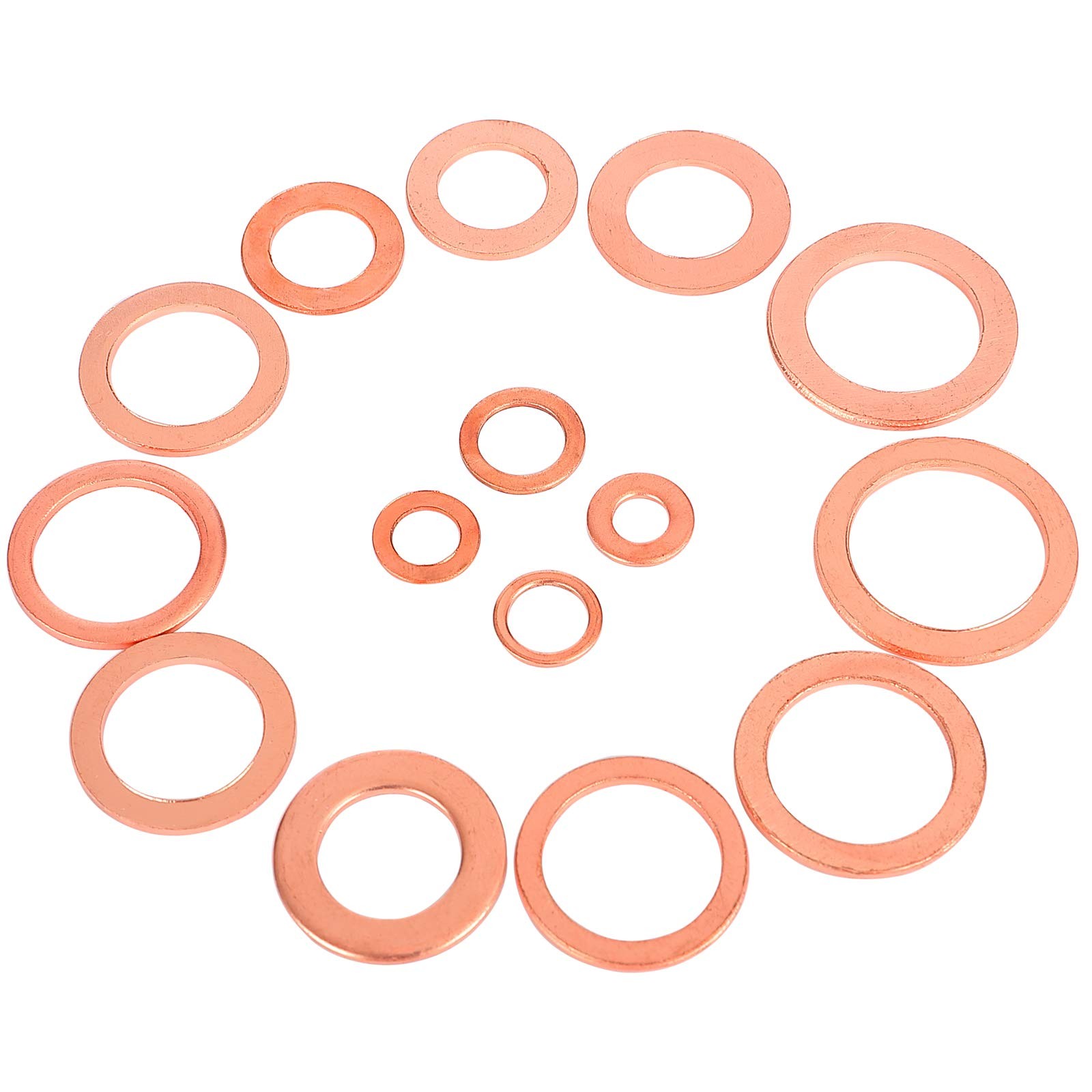 Toolwiz 150PCS 15 Sizes Copper Washers Metric Sealing 5mm to 17.5mm,