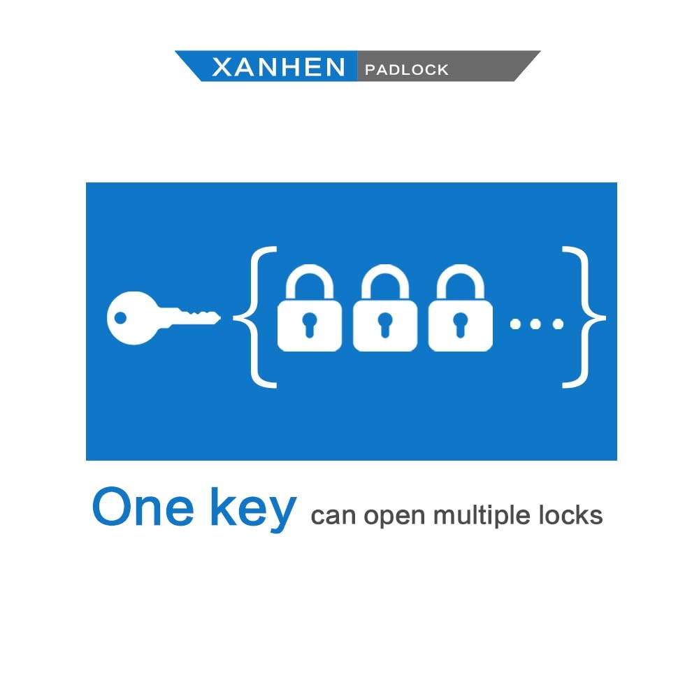 Lock Outdoor Padlocks, Key Lock, Padlocks with 6 Pack Blue, 6 PACK Long Blue