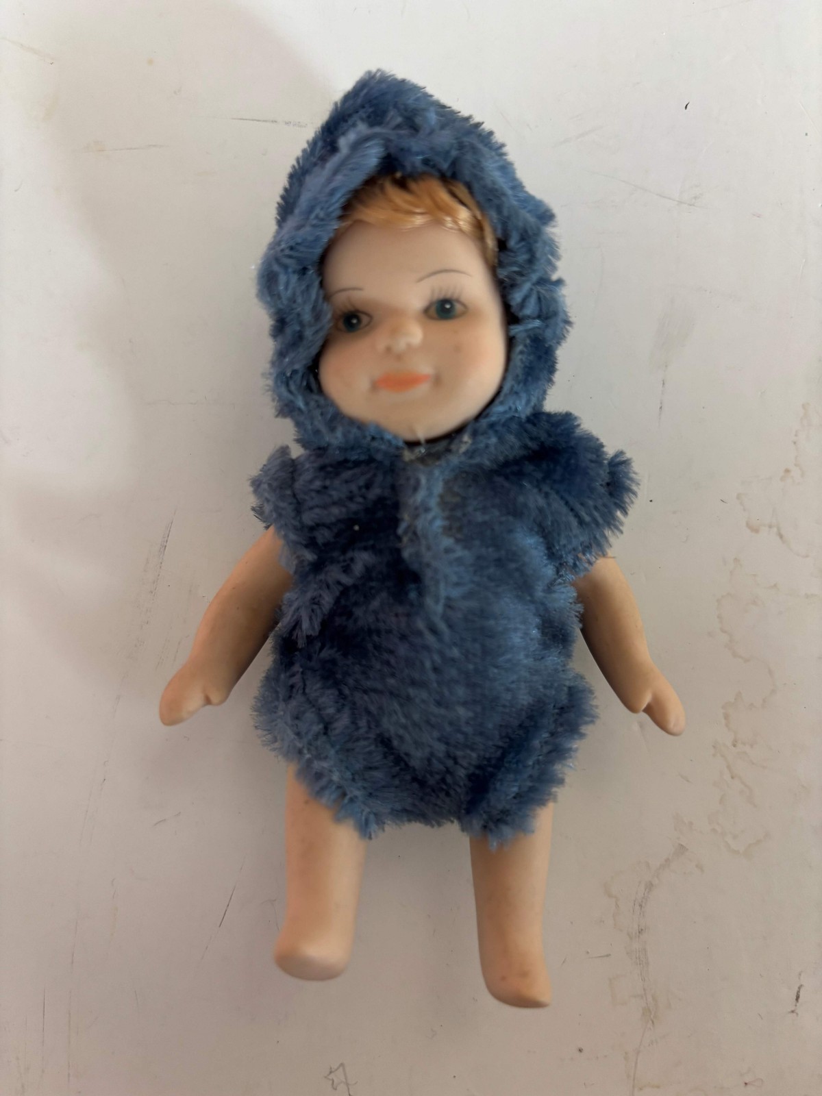 Vintage Porcelain Doll w/Blue Outfit