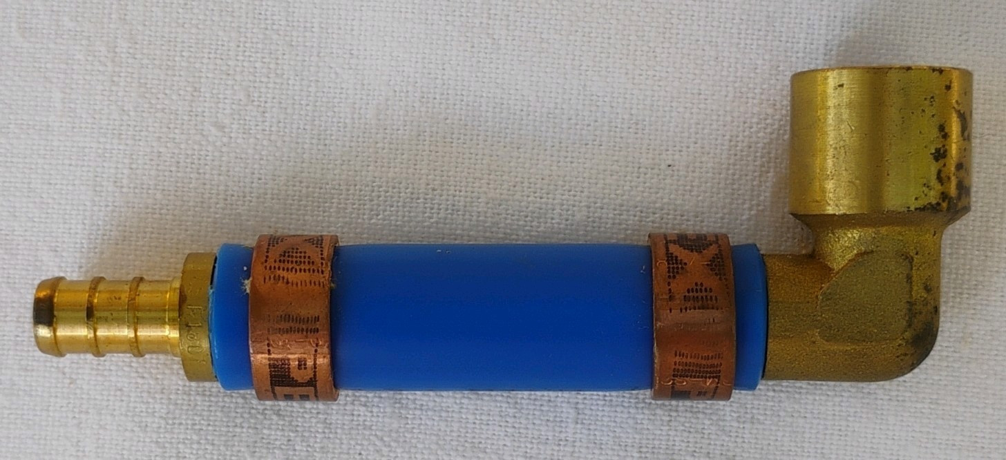 Blue Tobacco Smoking Pipe. PEX Tubing And Brass. Industrial And Durable.