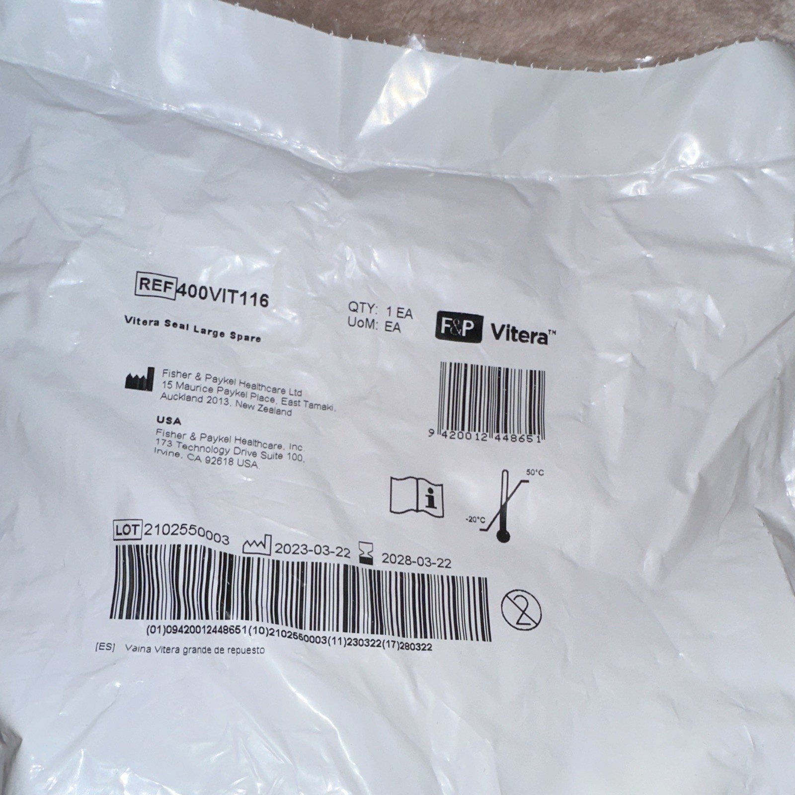 Fisher & Paykel Vitera Msk Seal Large Spare Cushion REF 400VIT116