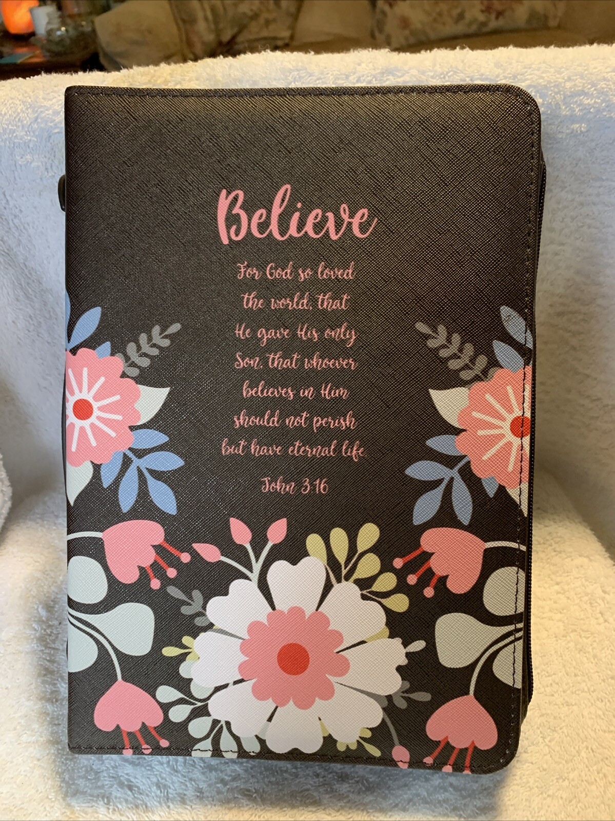 Bible Cover – Believe , John 3:16 fits 8 X “11 ” x 2 ” Bible