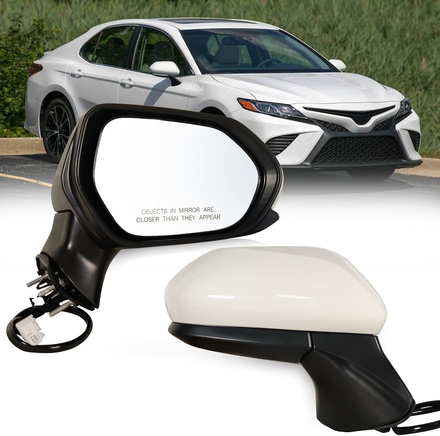 Right Passenger Side Door Mirror for 2018-2024 Toyota Camry w/ Power Glass