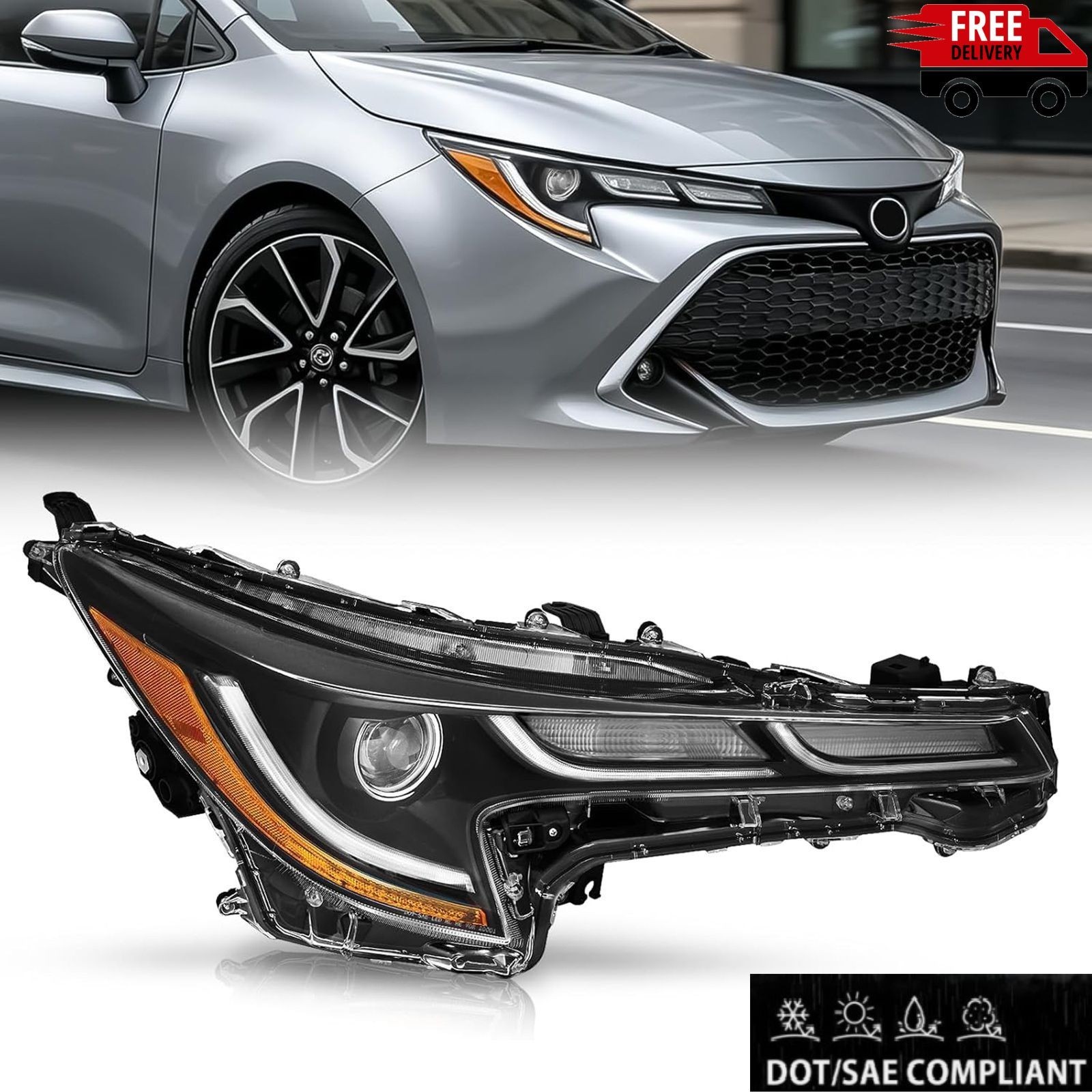 Right Passenger Side LED Headlight for 2020 2021 2022 Corolla SE XLE XSE