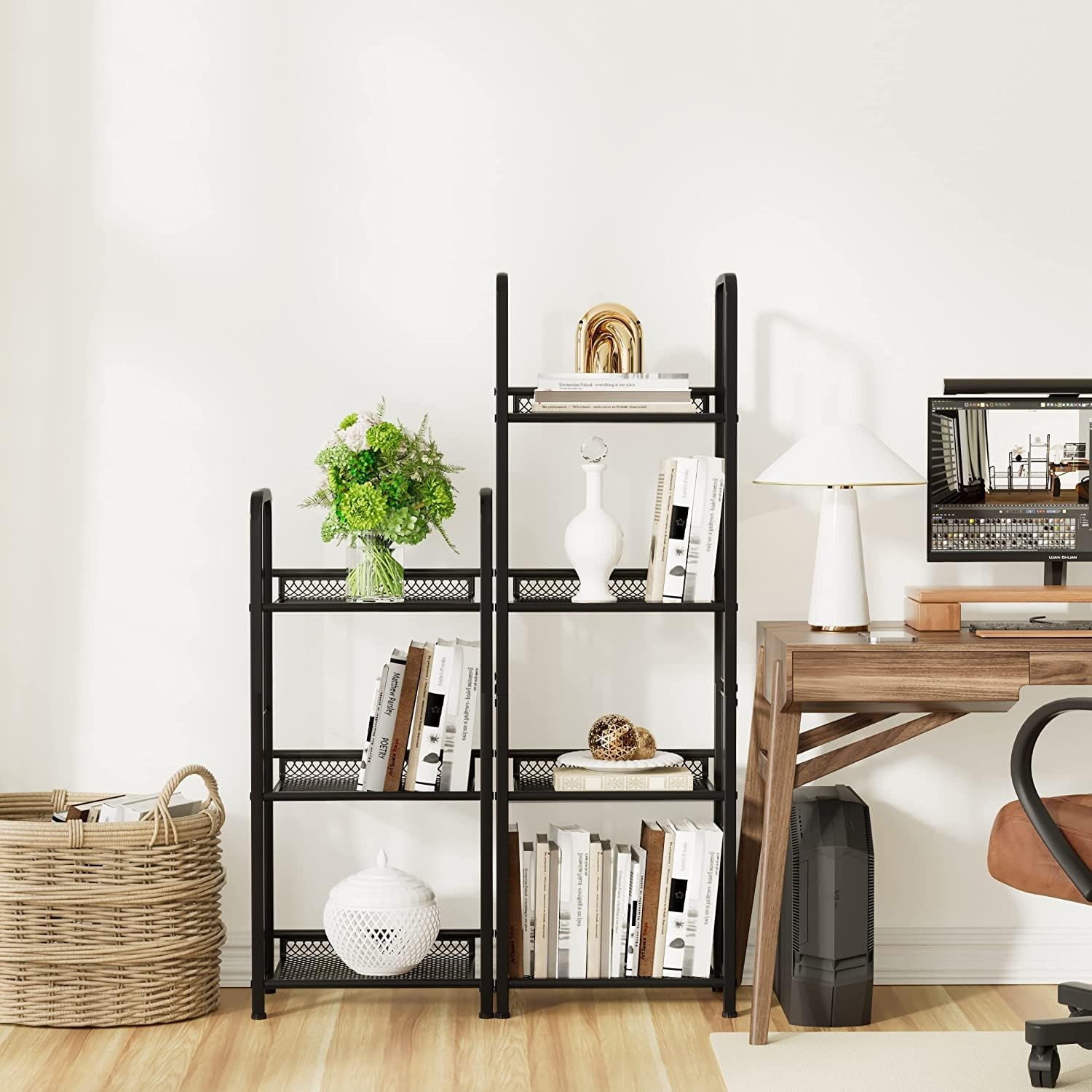 Bookshelf Storage Shelf Bookcase Freestanding Storage Stand for Living Room,…