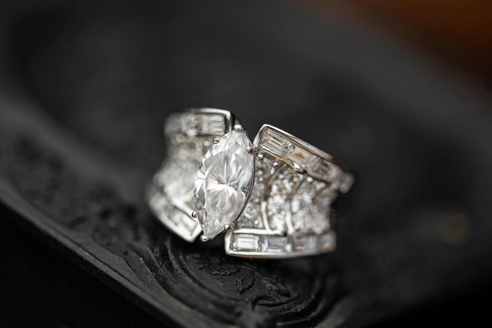 Vintage Estate Sterling Silver CZ Band Ring Mid Century Jewelry