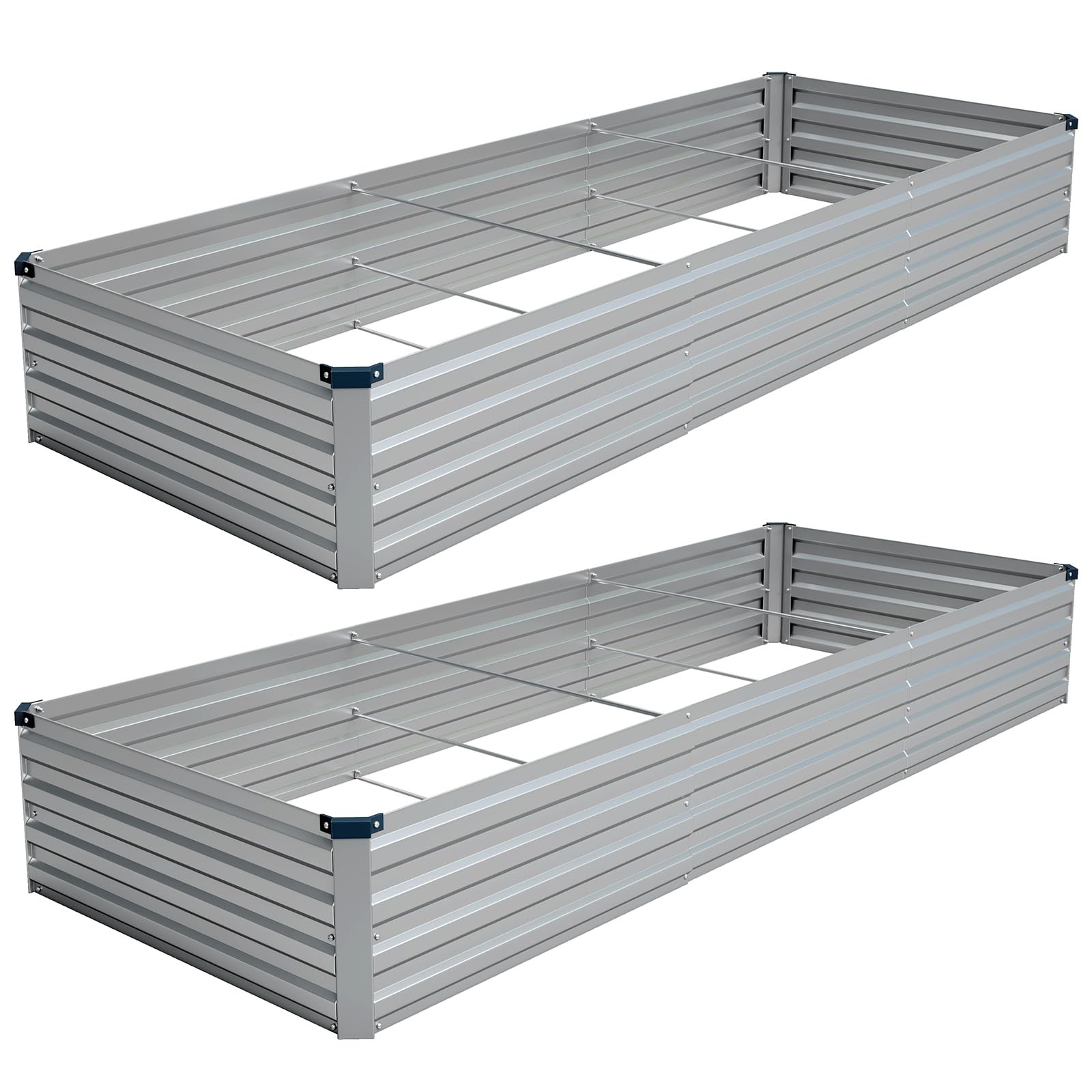 Vengarus 10x3x1FT (2 Pack) Galvanized Raised Garden 10x3x1FT(2PCS), Silver