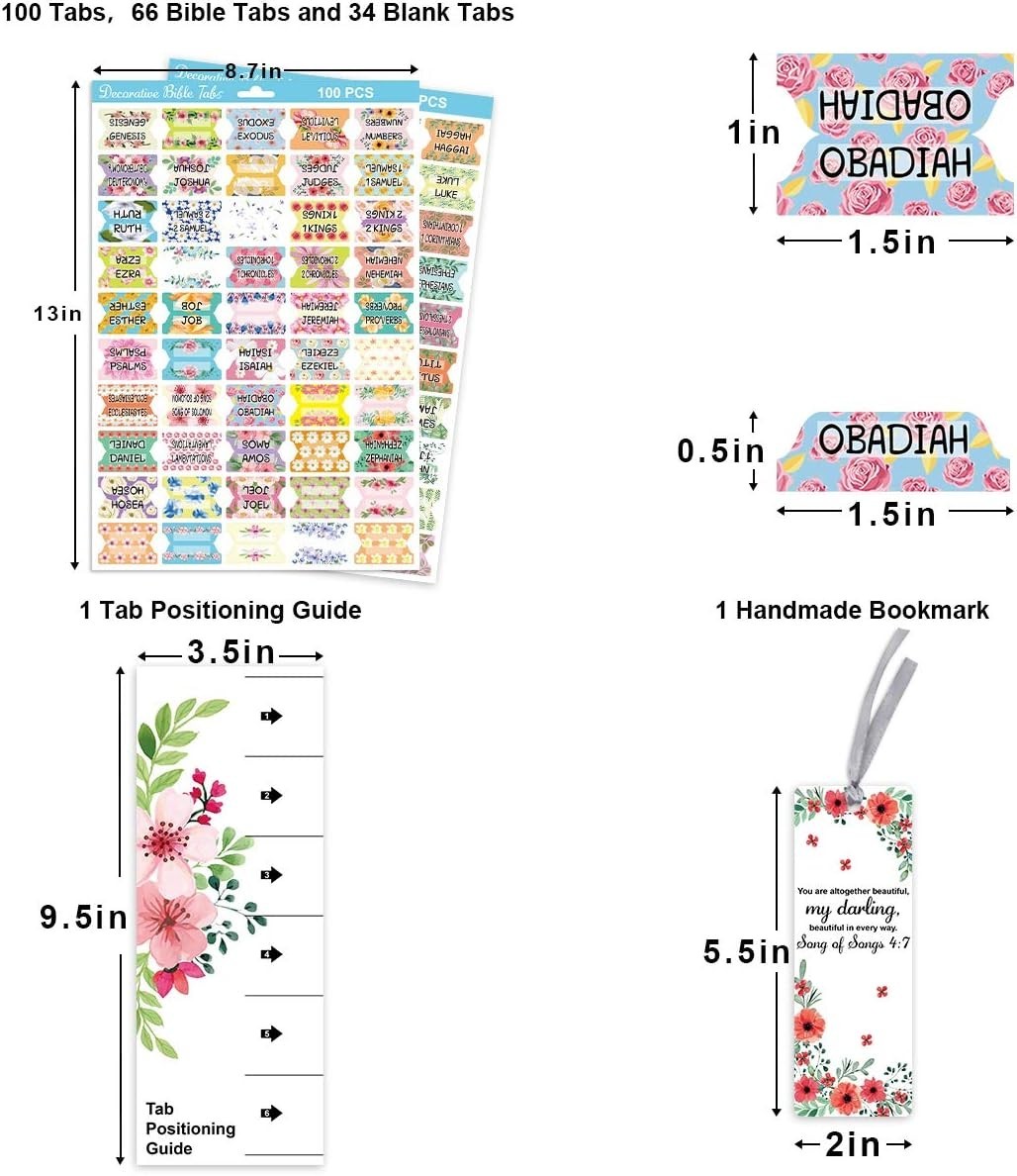 Decorative Laminated Bible Tabs 100PCS Cute Bible tabs for Women and Girl 66 34