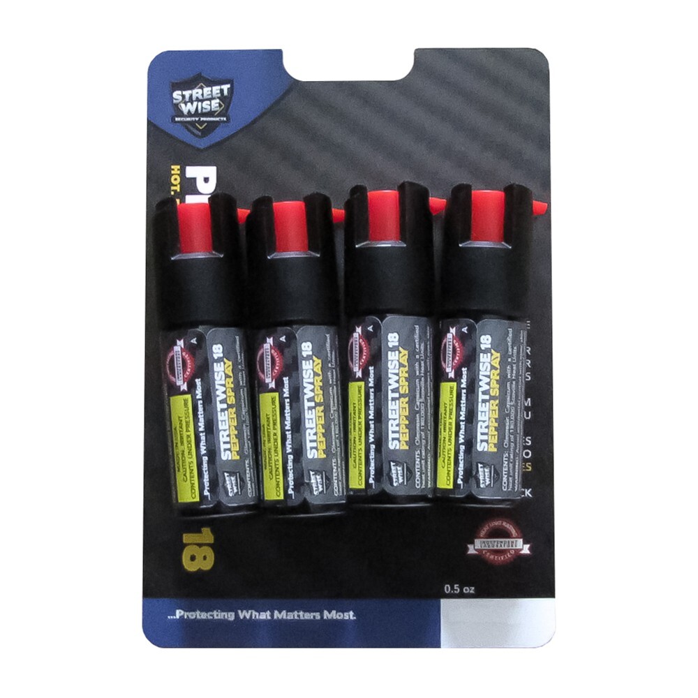 Streetwise PEPPER SPRAY 1/2 oz ounce (4 Pack) w/UV Dye, Twist Top – Self Defense