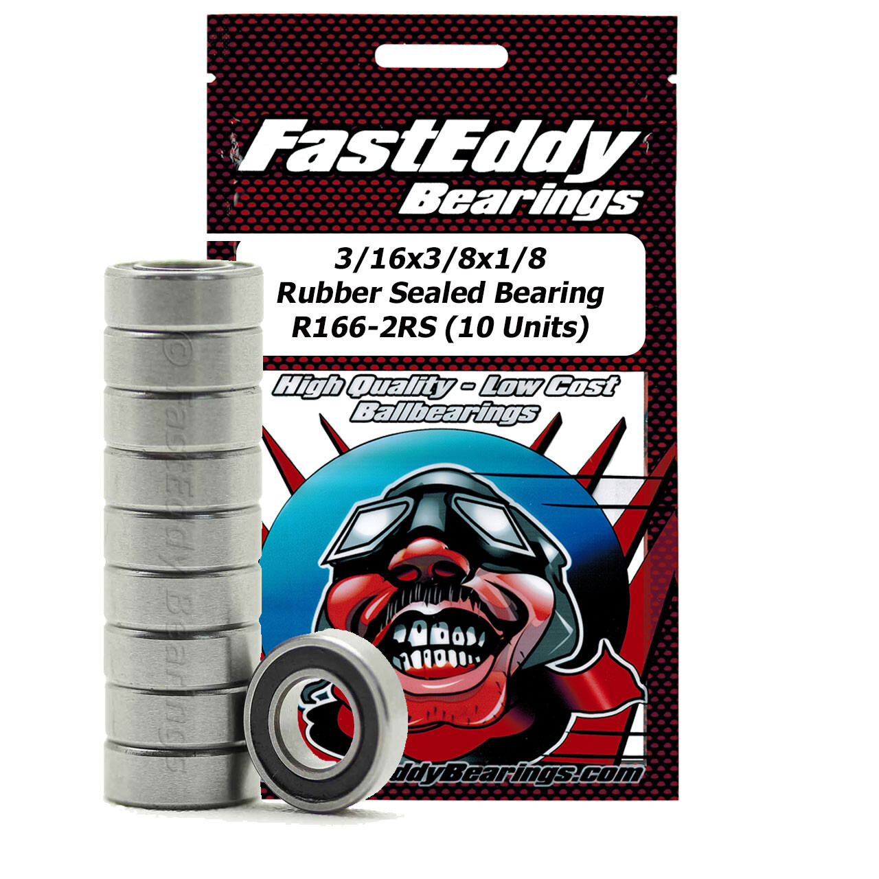 3/16×3/8×1/8 Rubber Sealed Bearing R166-2RS 10 Units