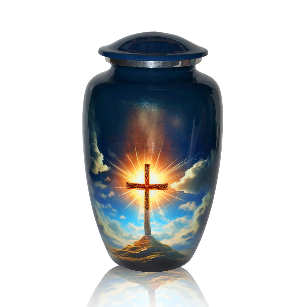 Large Cremation Urn for Human Ashes Handcrafted Funeral Memorial Cross Urn