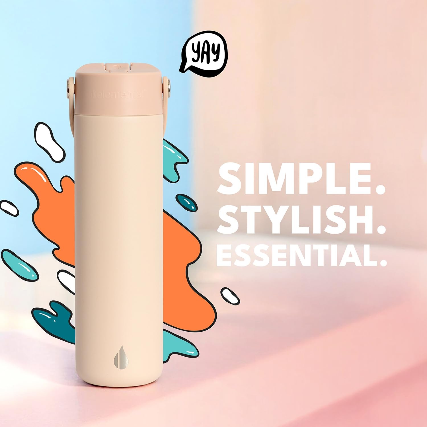 Elemental 24oz Insulated Water Bottle with Straw – 100% Leak-Proof Stainless Ste