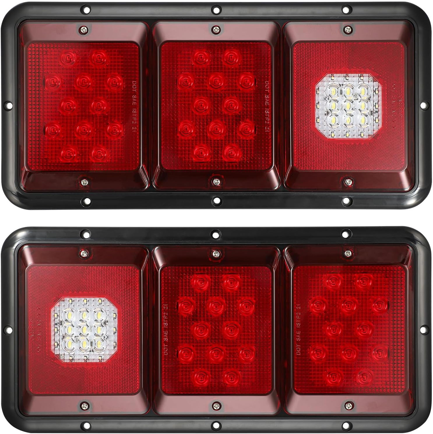 LED Tail Lights Rectangle Vertical Trailer Camper RV Tail Lights Stop Turn
