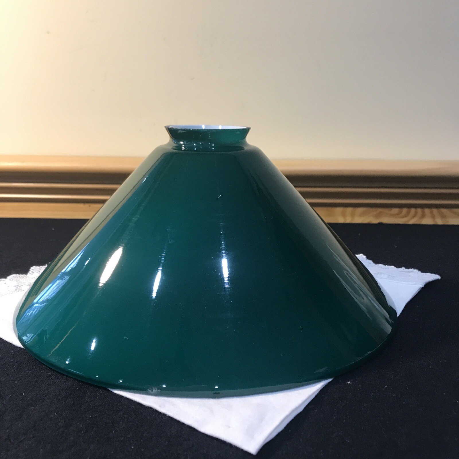 Emerald Forest Green White Cased Lamp Shade 9 1/2″ Wide 2 1/4″ fitter 4 1/2″