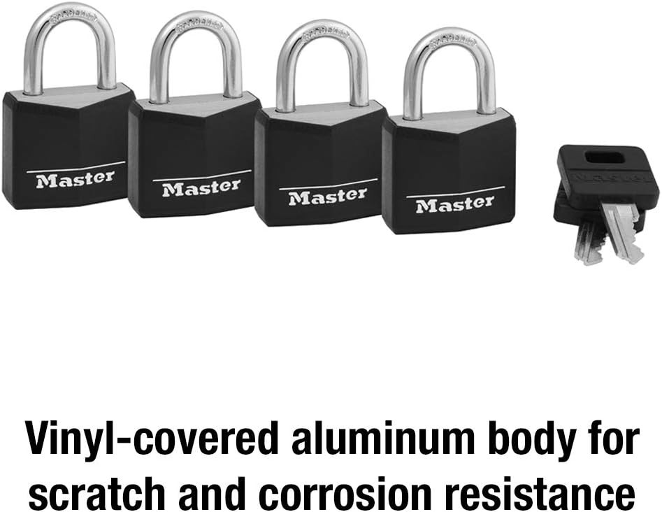 Master Lock Black Outdoor Key Lock, Standard 4 count (Pack of 1),