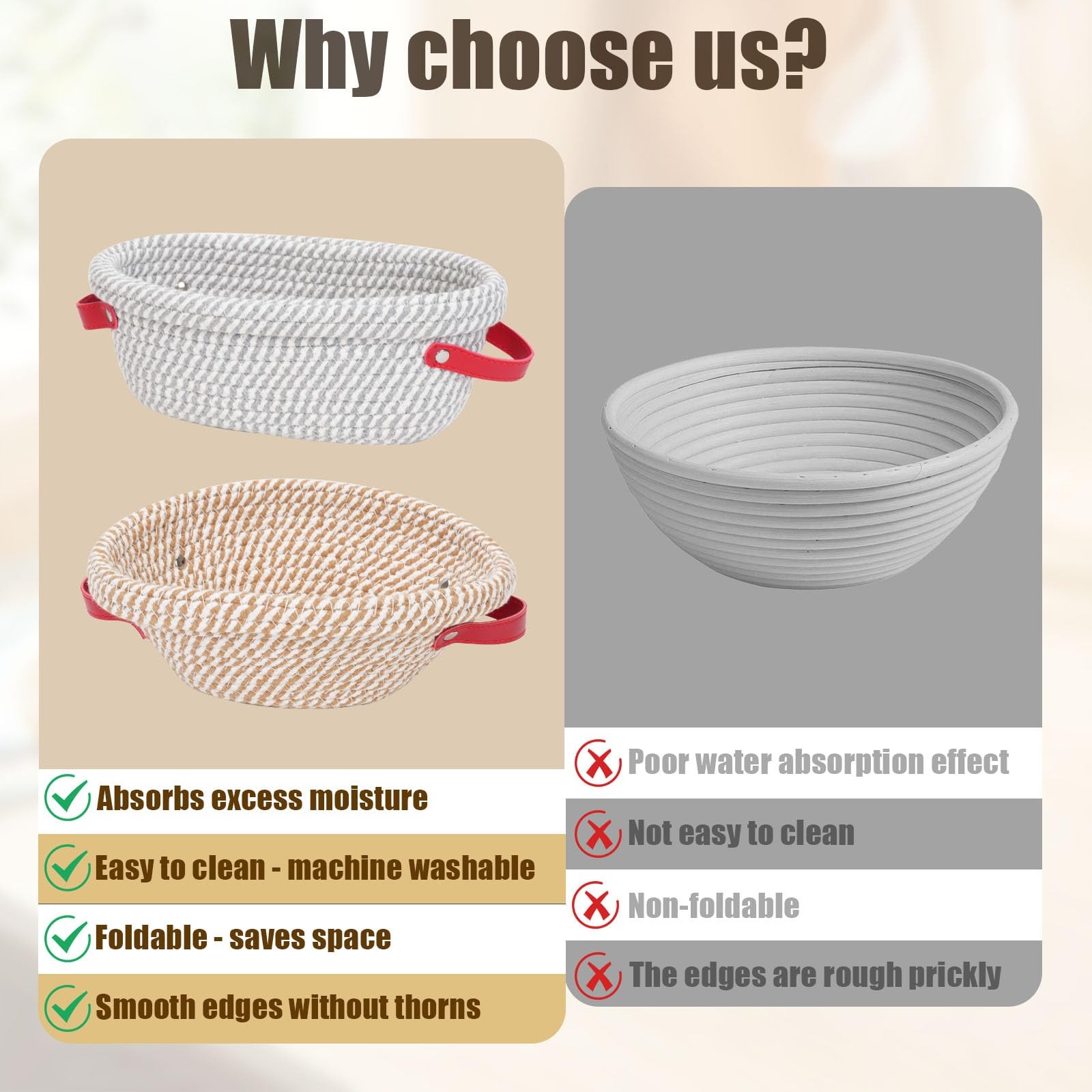zunmial Banneton 9inches round+10inches Oval, 10inch Oval + 9inch Round