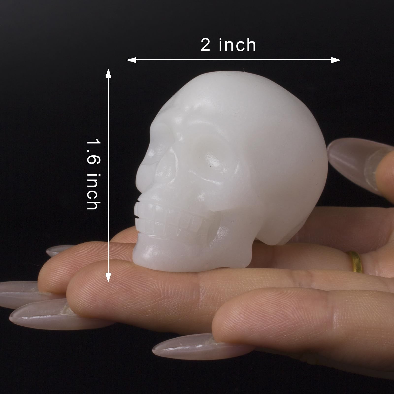 2inch White Marble Crystal Carved Skull Statue Spiritual Decor Skull Bathroom…