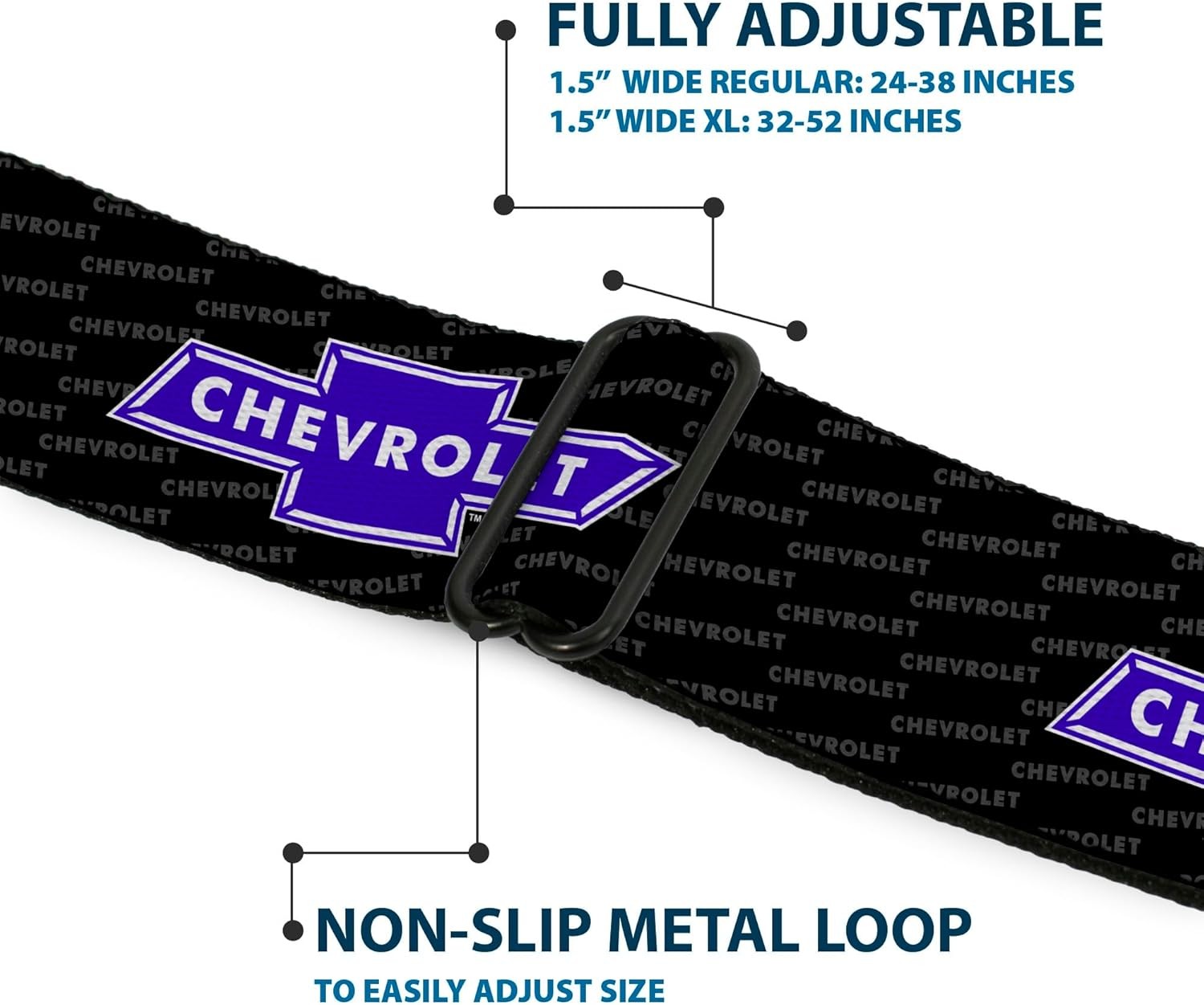 Chevy Seatbelt Belt – Chevy Bowtie Repeat W/Text Webbing ACC NEW