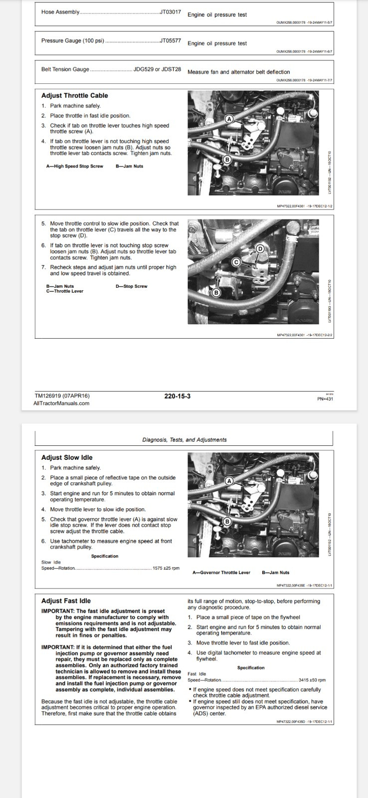 JOHN DEERE 1023e 1025r 1026r Service Technical + Operators PDF Manuals 644/126PG