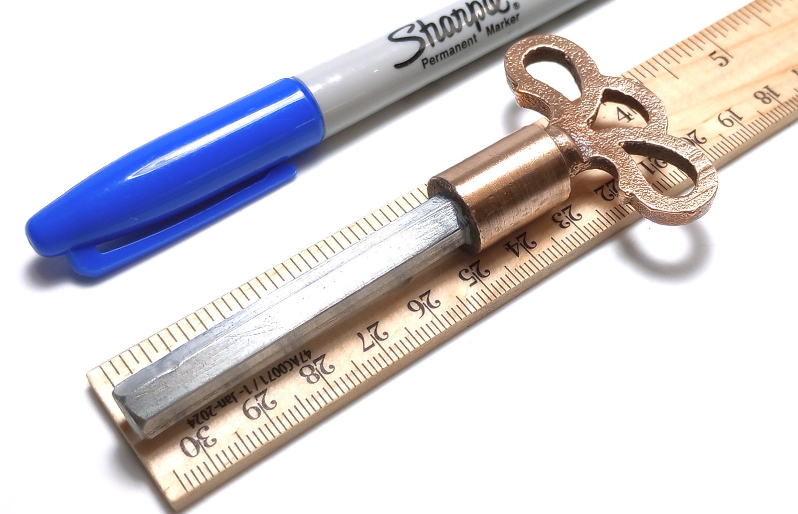 Brass and Steel Pocket Casket Key / Coffin Key