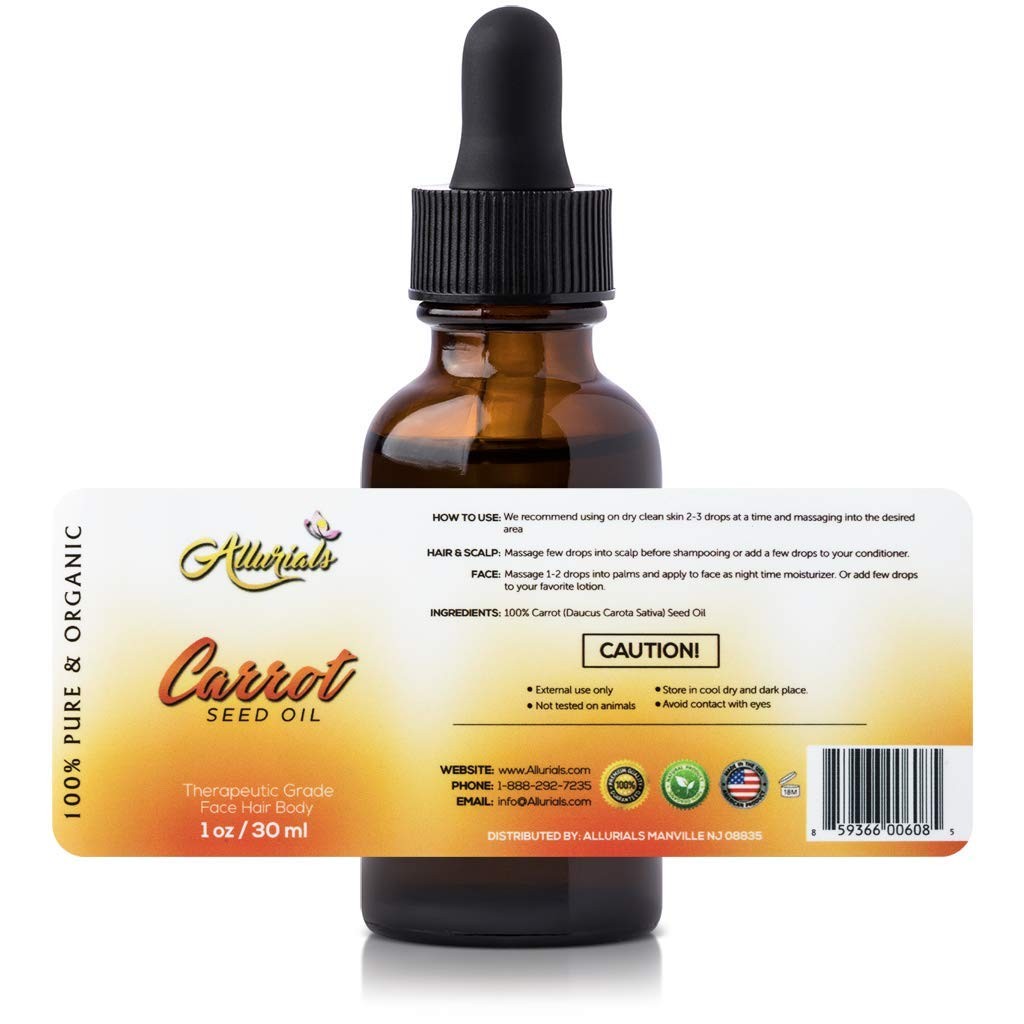 Carrot Seed Oil – 100% Pure & Organic, Unrefined, Cold 1 Fl Oz (Pack of 1)