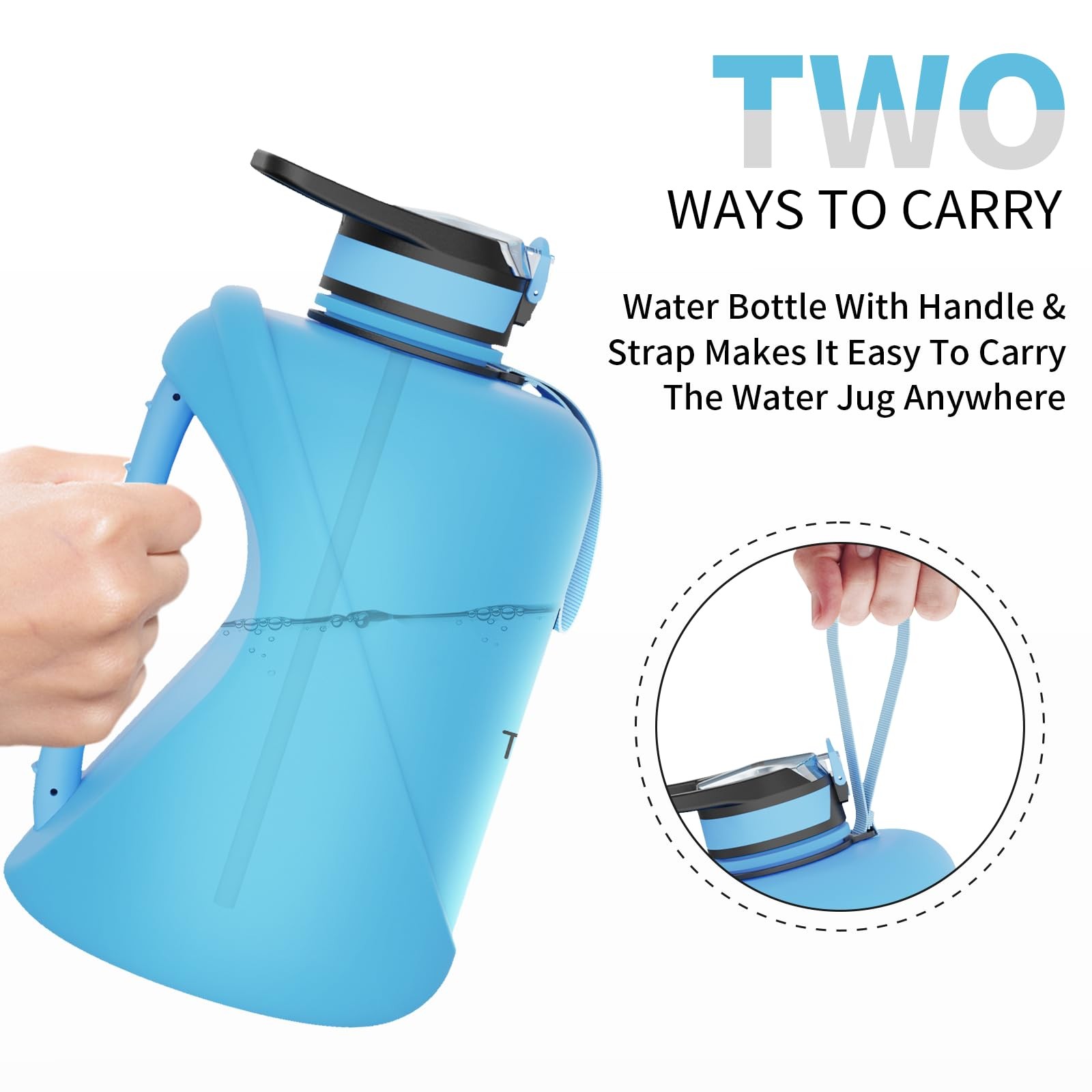 TOOFEEL 1 Gallon Water Bottle with Straw & Chug Lid,BPA Free,Leak-Proof, Dishwas