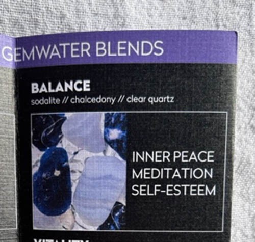 NEW VitaJuwel Via Balance Gem Water Bottle Sodalite, Chalcedony, Clear Quartz