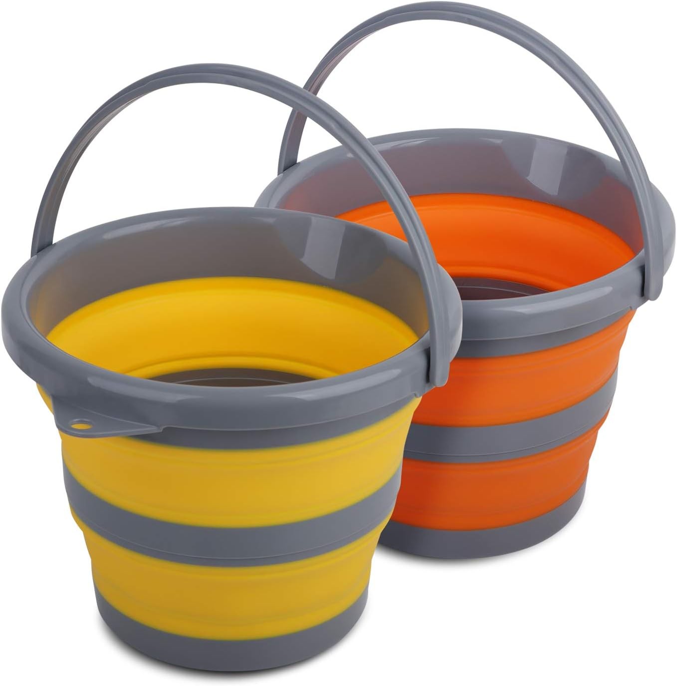 2 Pack Collapsible Plastic Bucket with 1.32 Gallon Gal/5L X2, Multicolor