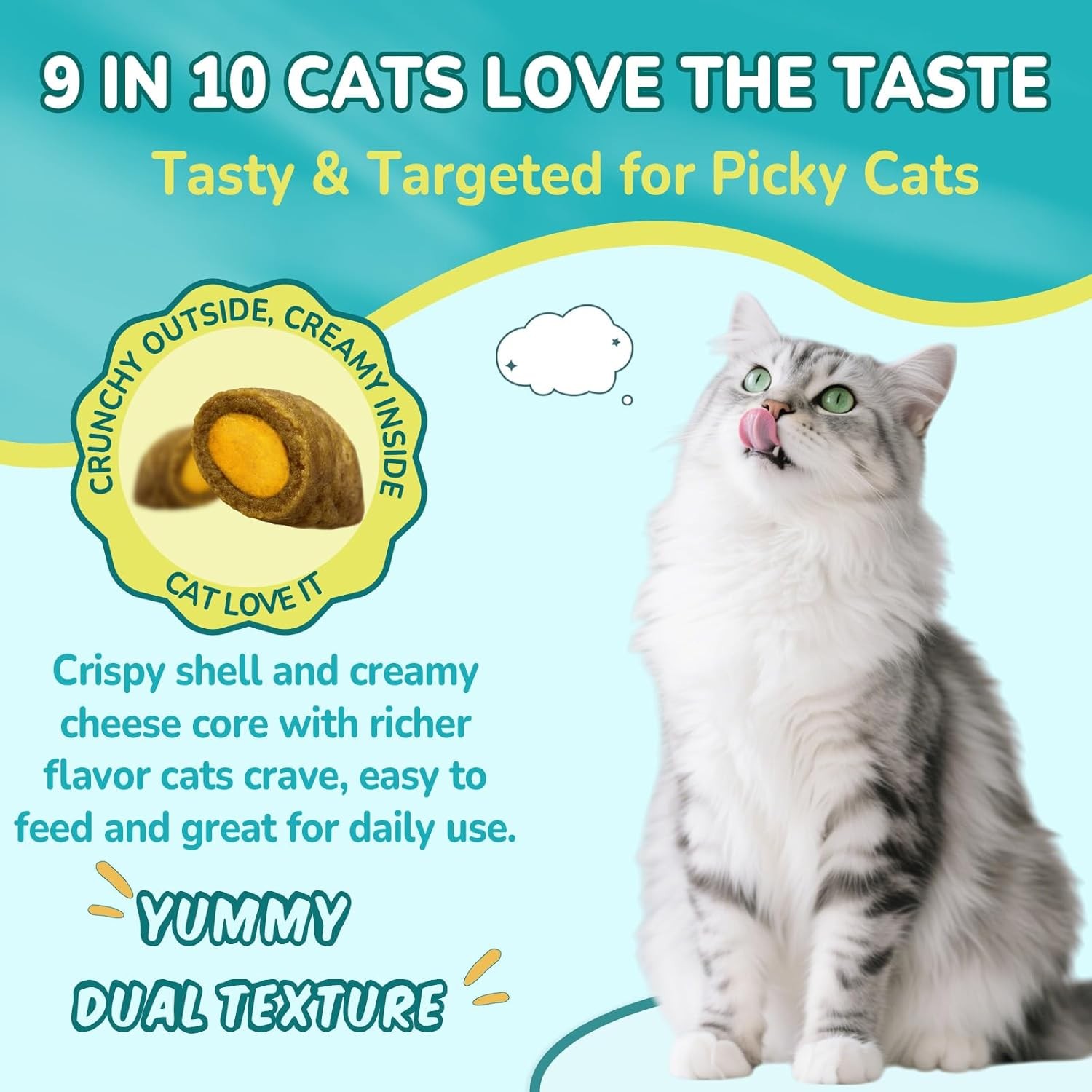 4-IN-1 Flea and Tick Prevention for Cats, 500 Crunchy & Creamy Chews, brown USA