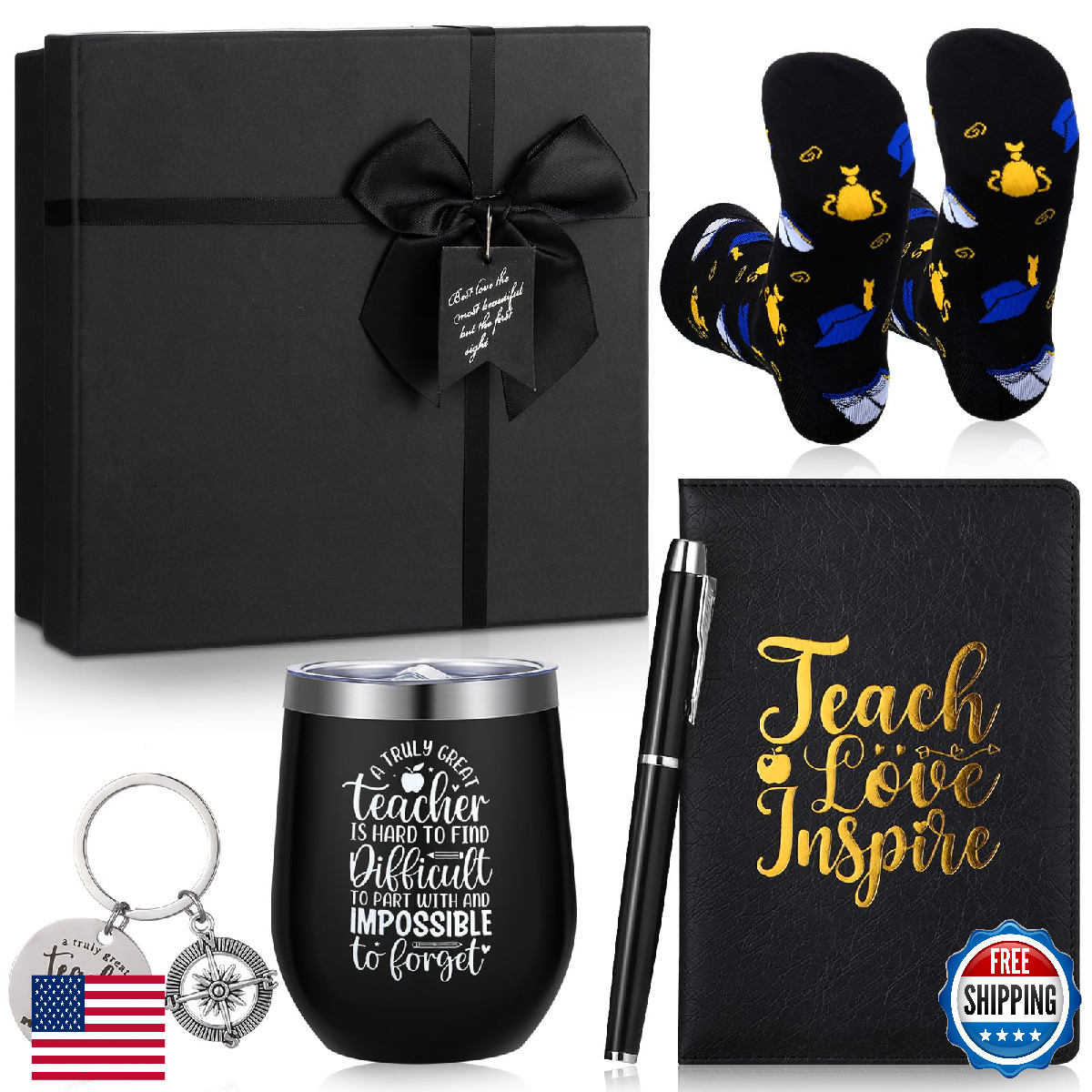 Reallnaive 6 Pcs Teacher Gift for Men Teacher Appreciation Week Gift 12 oz Stain
