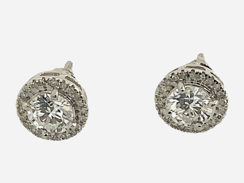Diamond Stud 1.15ct 14k. . White Gold Lab Grown Diamond Earrings Screw Back