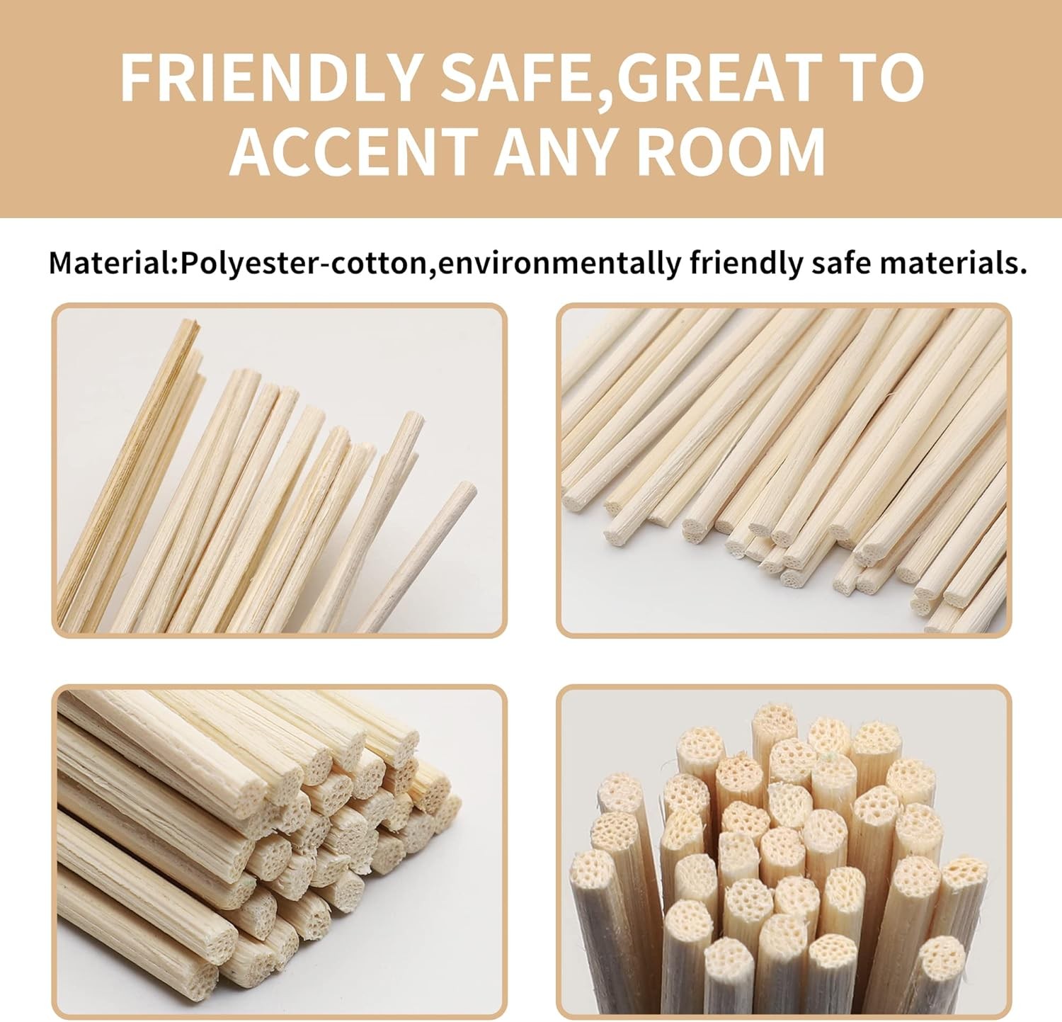 VFULIE 100PCS Reed Diffuser Sticks, 10 Inch Natural Rattan (Primary Color)