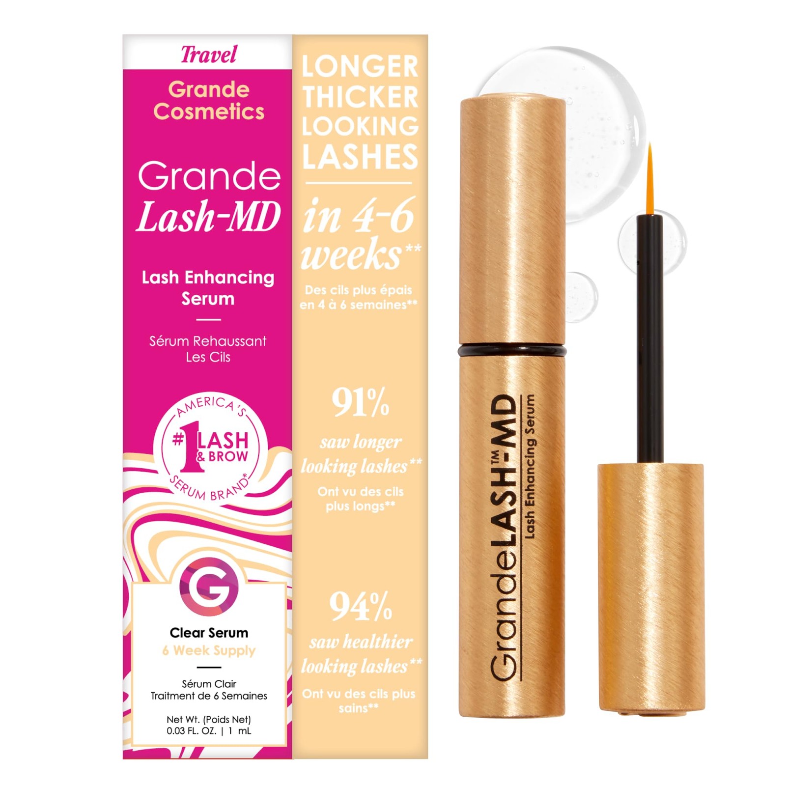 Grande Cosmetics 0.03 Fl Oz (Pack of 1), 1 ml – 6-week starter supply