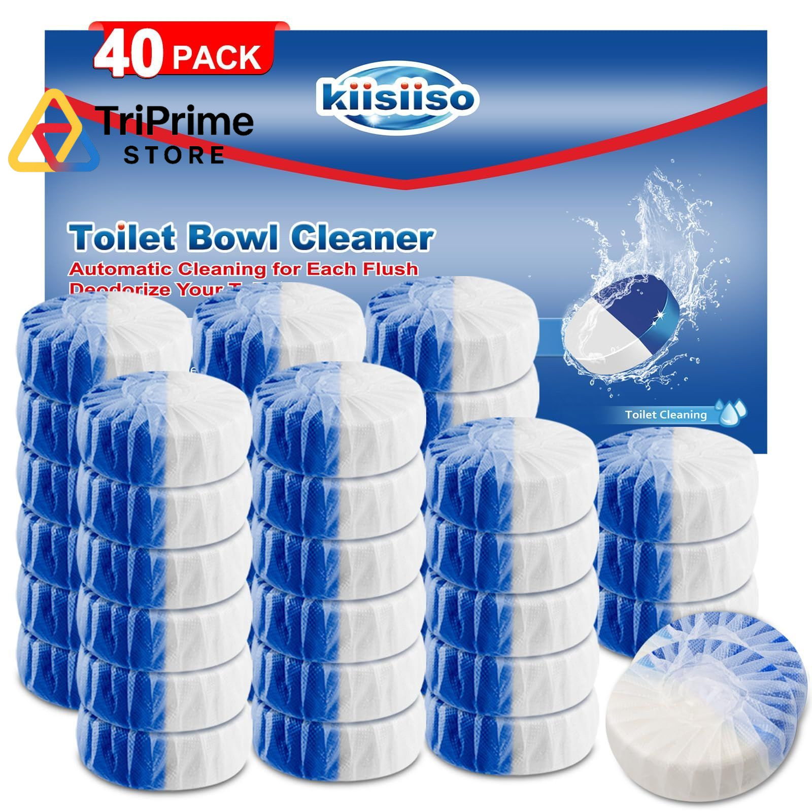 KIISIISO Toilet Bowl Cleaners 40 1 Count (Pack of 40), Blue White