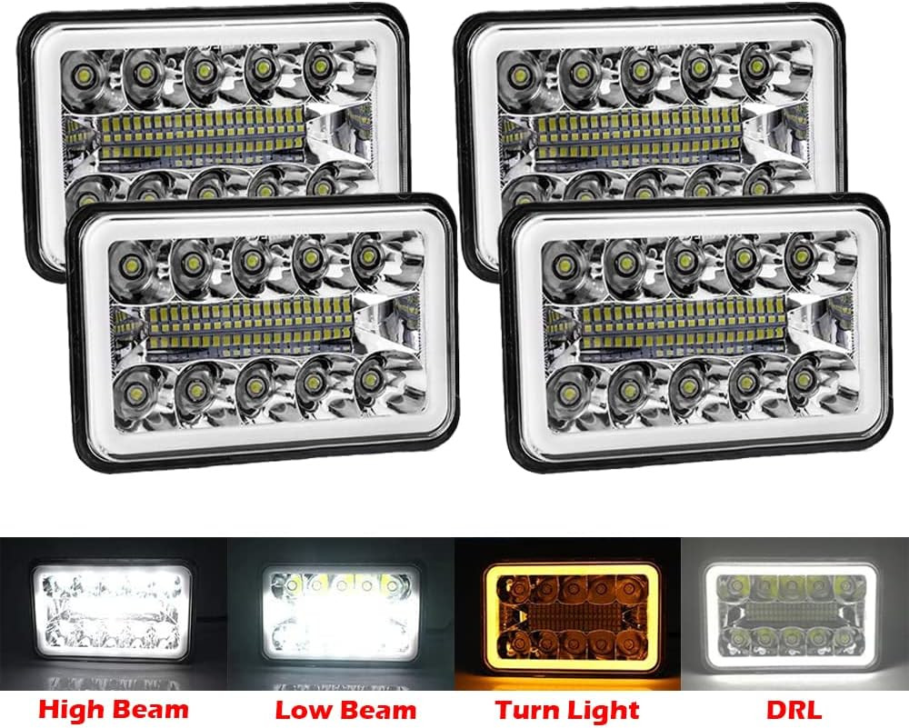 LED Halo Headlights DRL for Chevy Suburban C10 C20 K10 K30 K5 Blazer 1981-1987