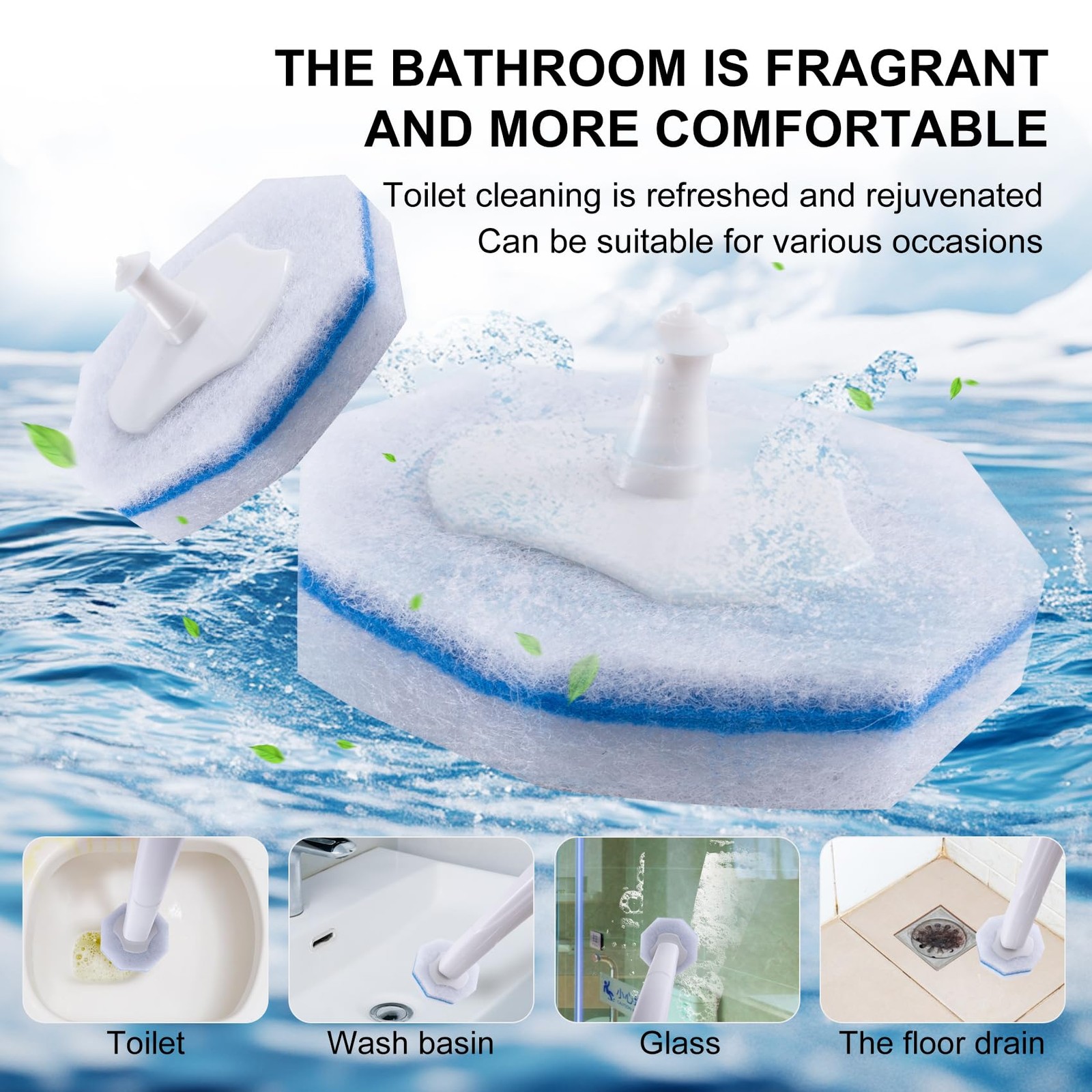LufamlyGo Upgraded 60pcs Toilet Wand Refills fits 1 Count (Pack of 60), blue