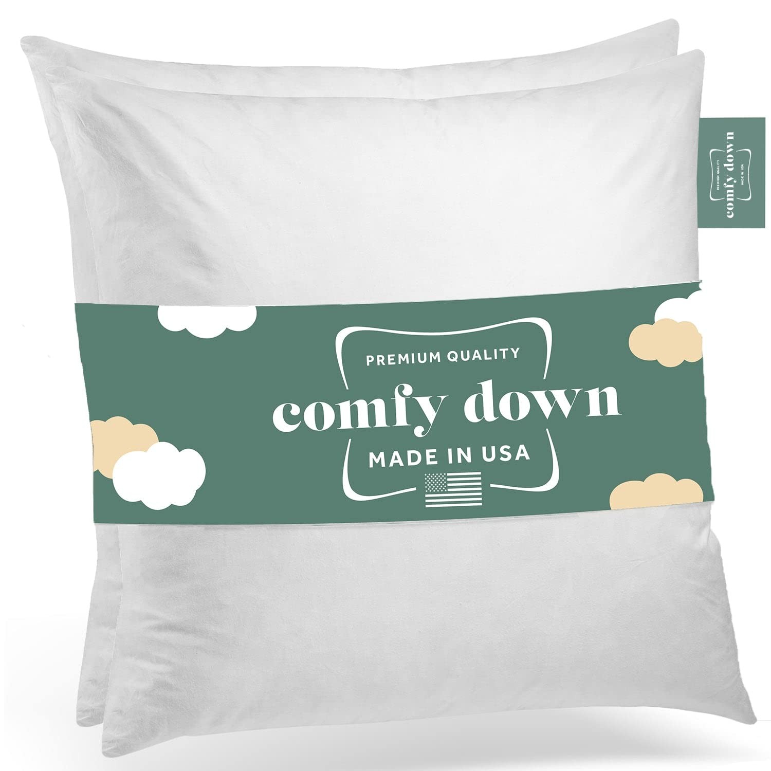 ComfyDown Set of Two 22X22 Decorative Throw 22 x 22-Inch (2 Pack), White
