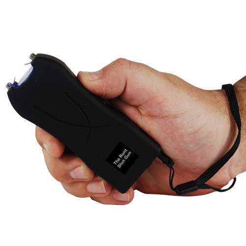 80 Mil Volt Runt Black Flashlight Stun Gun Self Defense Hiking Camping w case