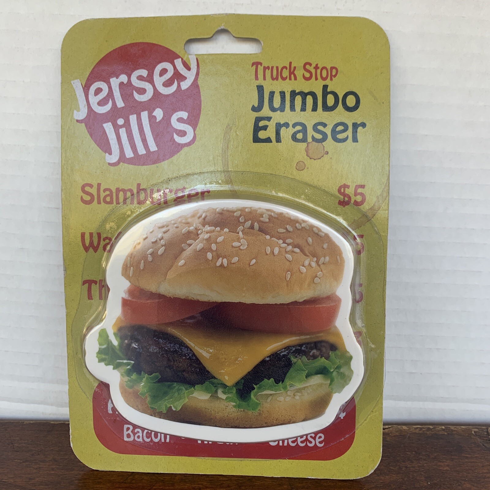 New NIB Jersey Jill’s Truck Stop Jumbo Eraser Cheeseburger Retro Funny Gift