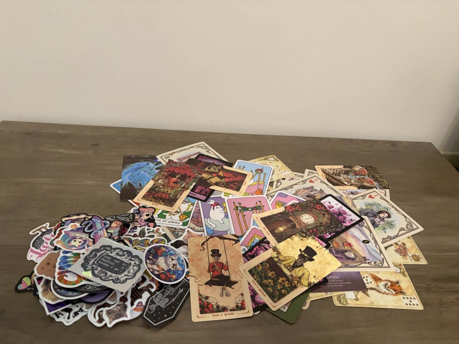 Lot Of 60 Tarot Cards & 100 Stickers Junk Journal Collage Ephemera Fantasy Cats