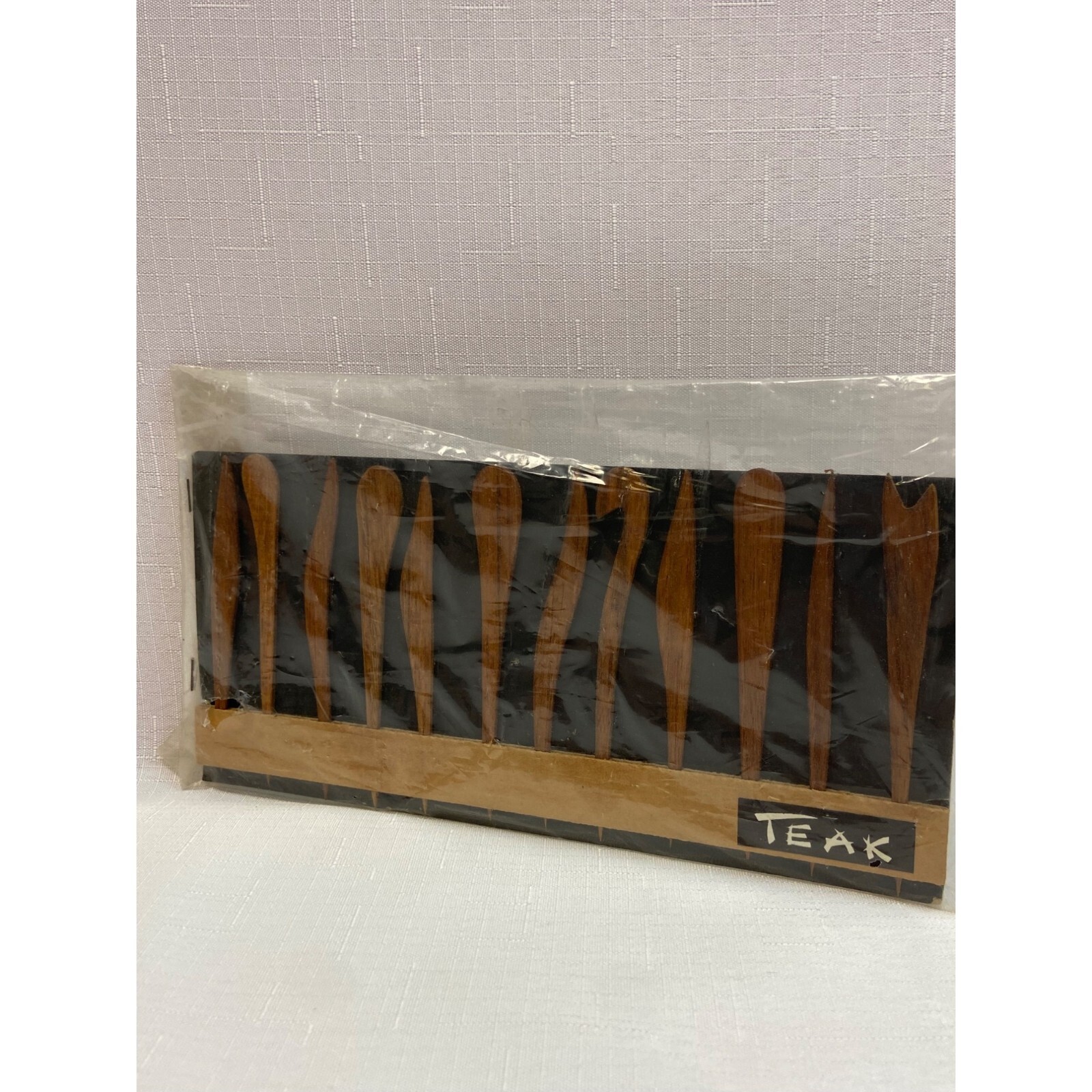 Vintage Teak Wood Utensil Set Japan Mid Century Modern Flatware New in Package