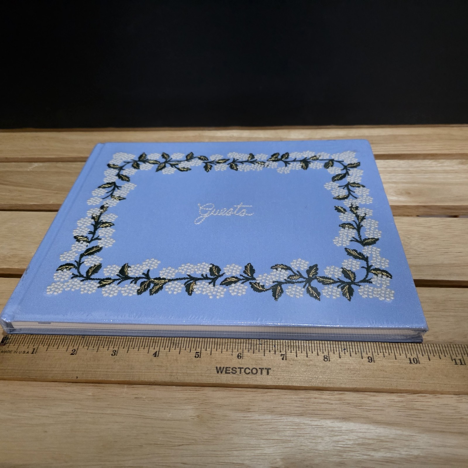 RIFLE PAPER CO. Guest Book | Hard Cover Hydrangea Embroidered Sealed